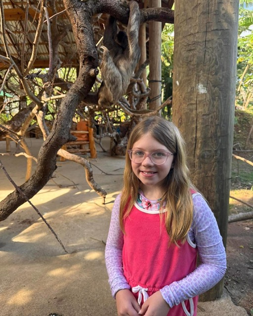 Young guest visiting the monkey hangout