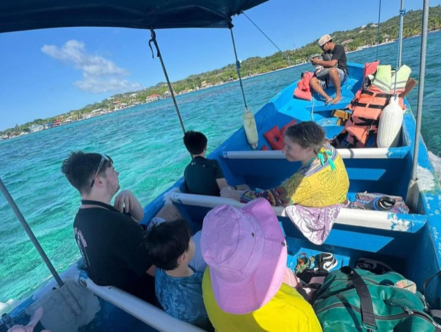 Looking through the viewing windows of a glass-bottom boat